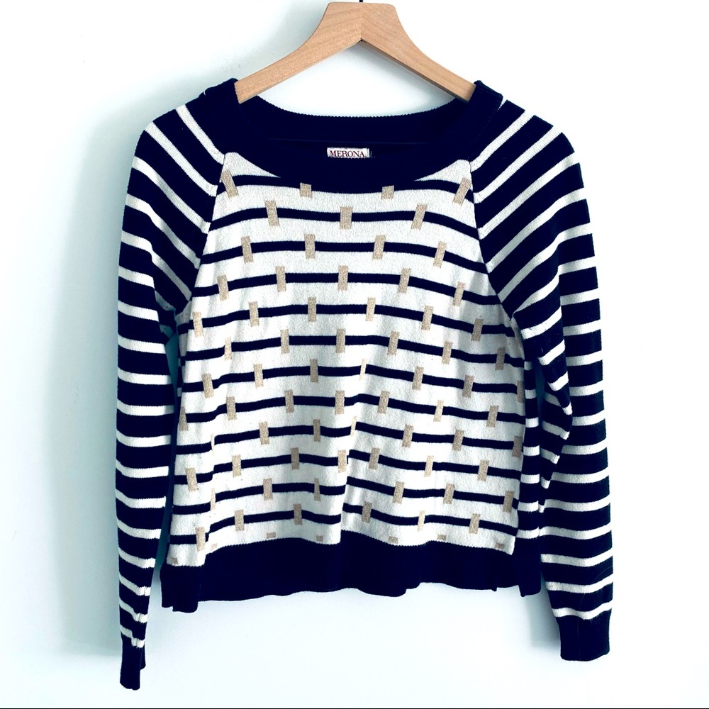 Merona Black White Gold Pullover Sweater